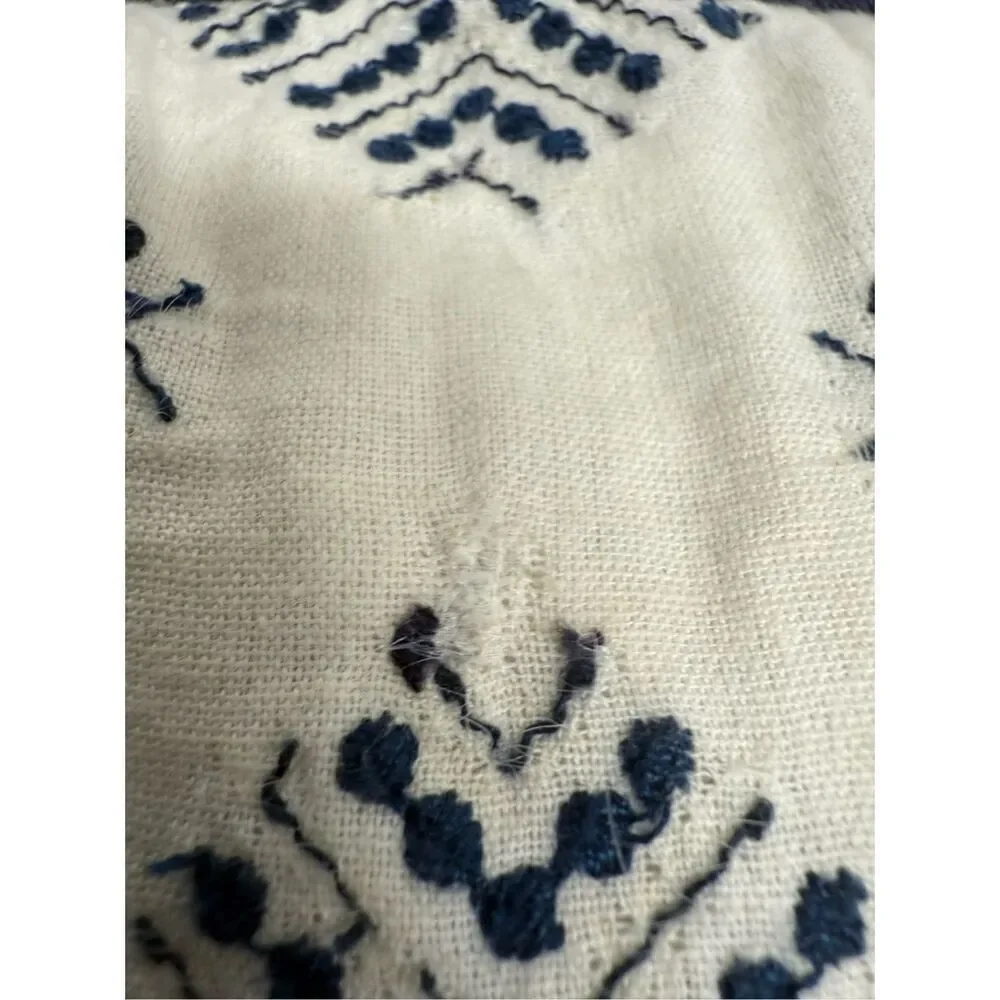 Celerie Kemble Linen Blend Blue Throw Pillow 22” X 12” Duck Feathers See Notes